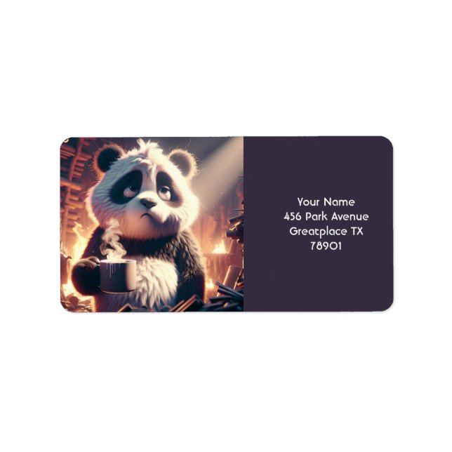 Fantasy Cute Panda Kopp Coffee Adressetikett (Framsidan)