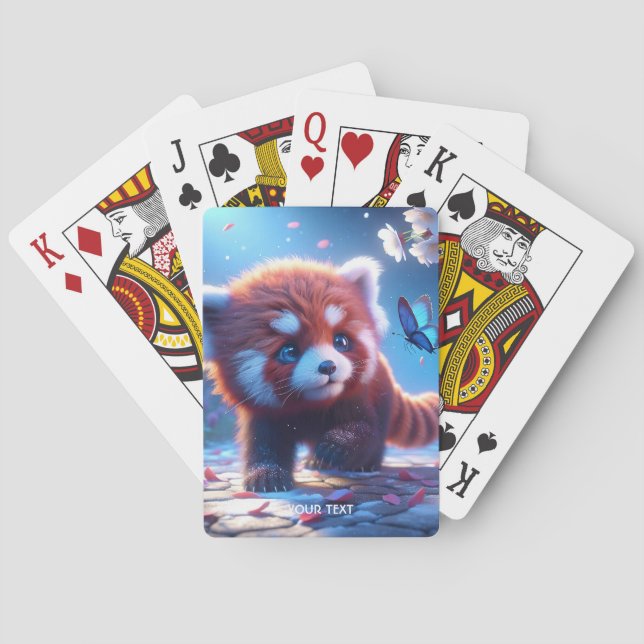 Fantasy Cute Panda Red Butterfly Casinokort (Baksidan)