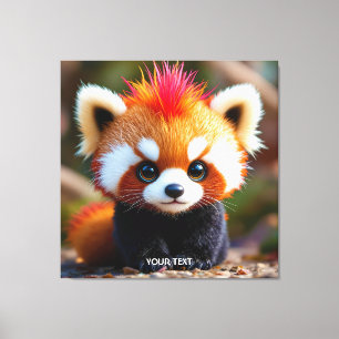 Fantasy Cute Panda Red Hai Canvastryck