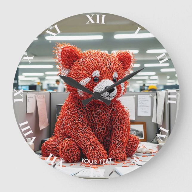 Fantasy Cute Paper Clip Bear Stor Klocka (Framsida)