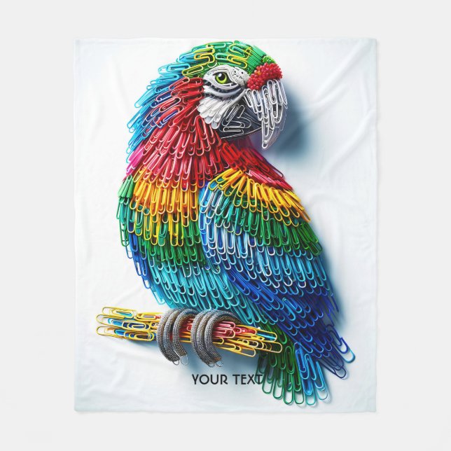Fantasy Cute Papper Clips Bird Fleecefilt (Framsidan)