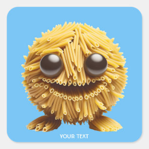Fantasy Cute Pasta Smiling Creature Fyrkantigt Klistermärke
