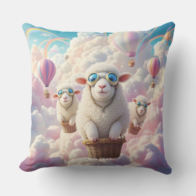 Fantasy Cute Pastel Family Sheep Kudde (Framsida)