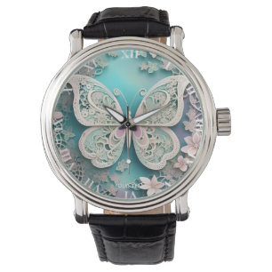 Fantasy Cute Pastel Filigree Butterfly Armbandsur