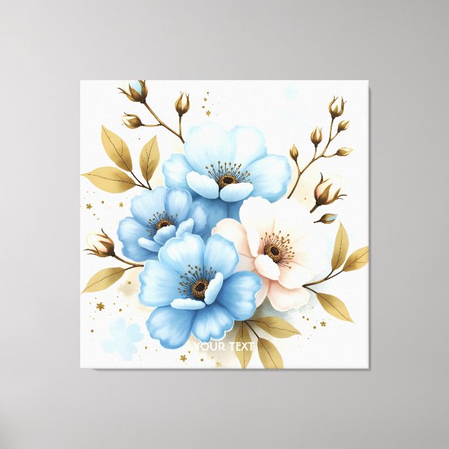 Fantasy Cute Pastel Watercolor Flowers Canvastryck (Framsida)