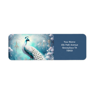 Fantasy Cute Peacock Ice Winter Returadress Etikett