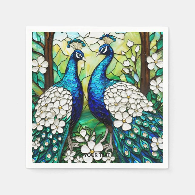 Fantasy Cute Peacock-lagat glas Pappersservett (Framsidan)