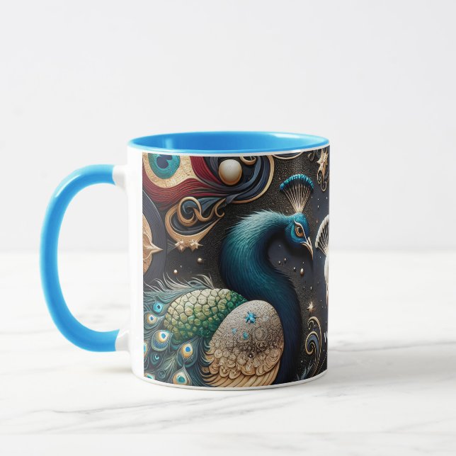 Fantasy Cute Peacocks Crescent Feathers Mugg (Vänster)