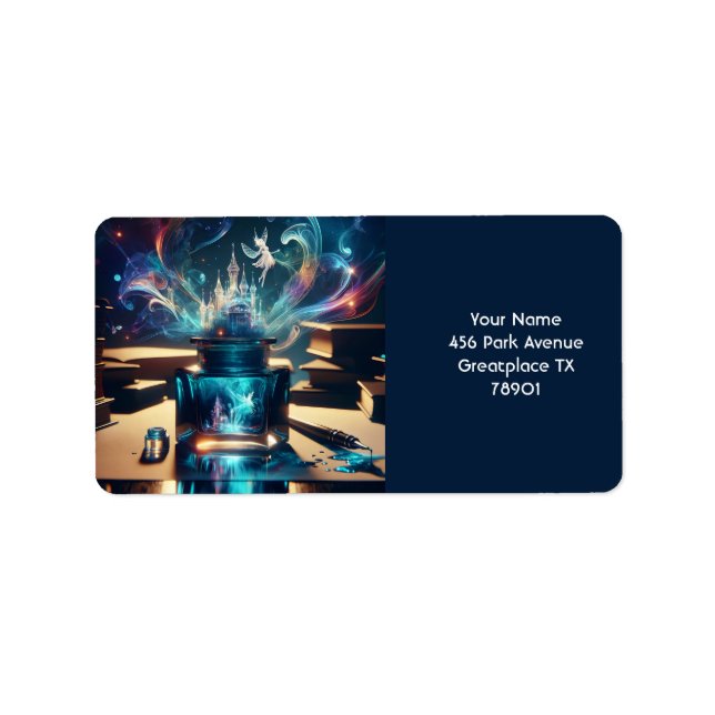 Fantasy Cute Pen Bläck Blue Adressetikett (Framsidan)