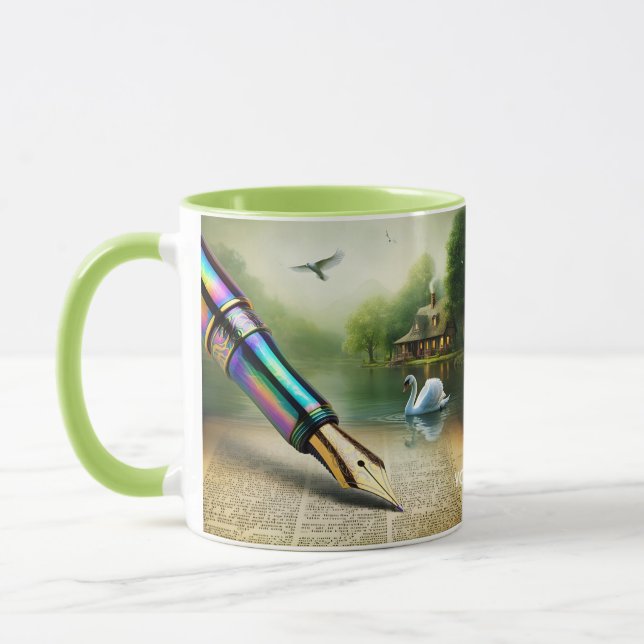 Fantasy Cute Pen Sjö Svan Mugg (Vänster)