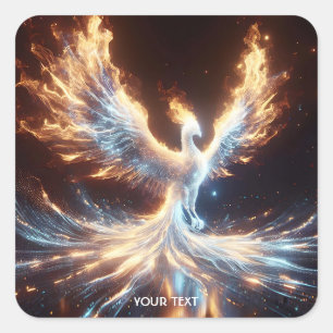 Fantasy Cute Phoenix Fire Reborn Fyrkantigt Klistermärke