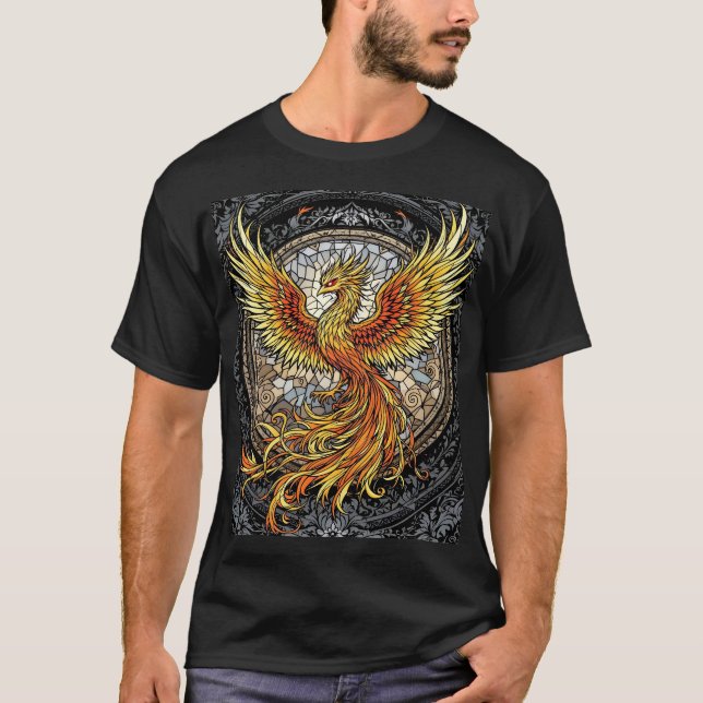 Fantasy Cute Phoenix Grått Orange T Shirt (Framsida)