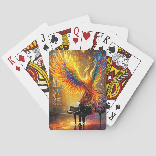 Fantasy Cute Phoenix Spelar Piano Casinokort (Baksidan)