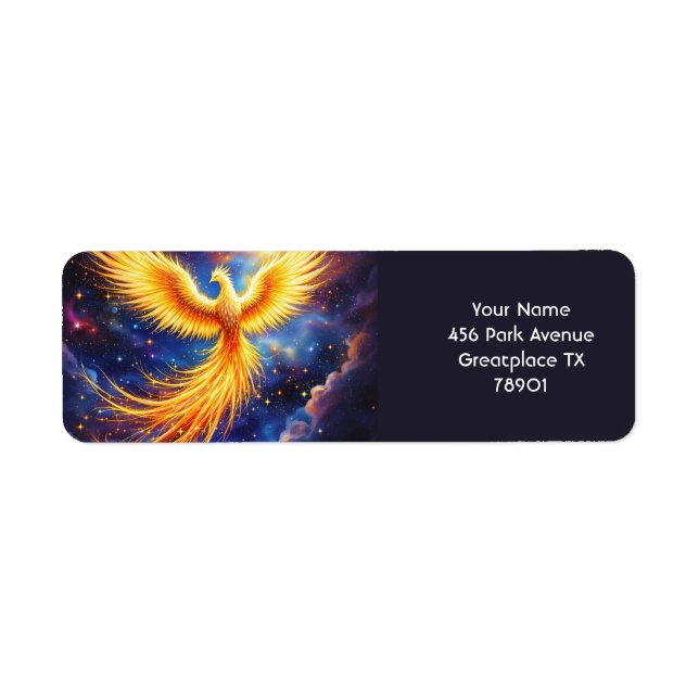 Fantasy Cute Phoenix Stars Space Returadress Etikett (Framsidan)