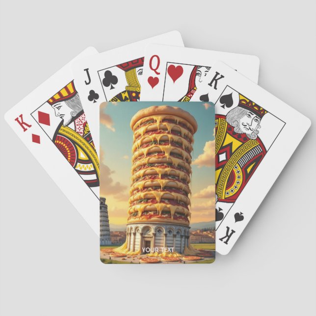Fantasy Cute Pisa Torn Pizza Casinokort (Baksidan)