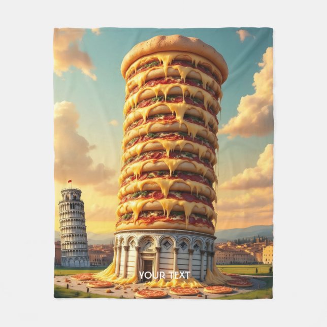 Fantasy Cute Pisa Torn Pizza Fleecefilt (Framsidan)
