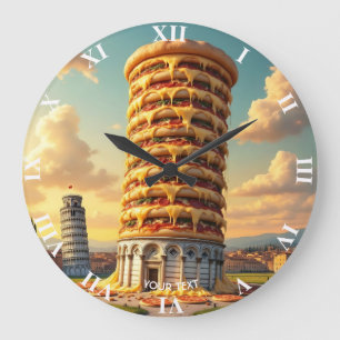 Fantasy Cute Pisa Torn Pizza Stor Klocka