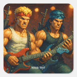 Fantasy Cute Pixelized Sten Band Fyrkantigt Klistermärke