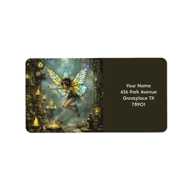Fantasy Cute Pixie Butterfly Wings Adressetikett (Framsidan)