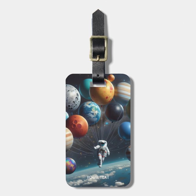 Fantasy Cute Planets Space Astronaut Bagagebricka (Vertikal Framsida)