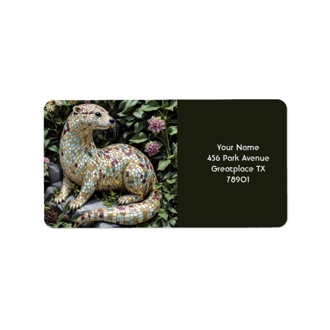 Fantasy Cute Playof Otter Sculpture Adressetikett (Framsidan)