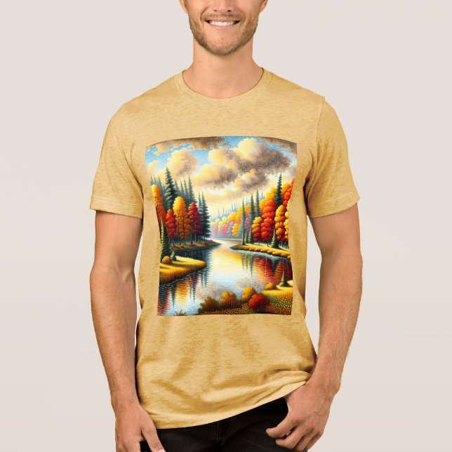 Fantasy Cute Pointillism Fall Ligge T Shirt (Framsida)