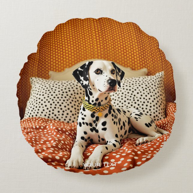 Fantasy Cute Polka Hund Dot Rund Kudde (Framsidan)