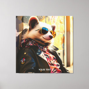 Fantasy Cute Possum Leather Jacka Canvastryck