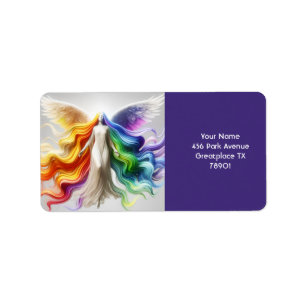 Fantasy Cute Pride Rainbow Angel Adressetikett