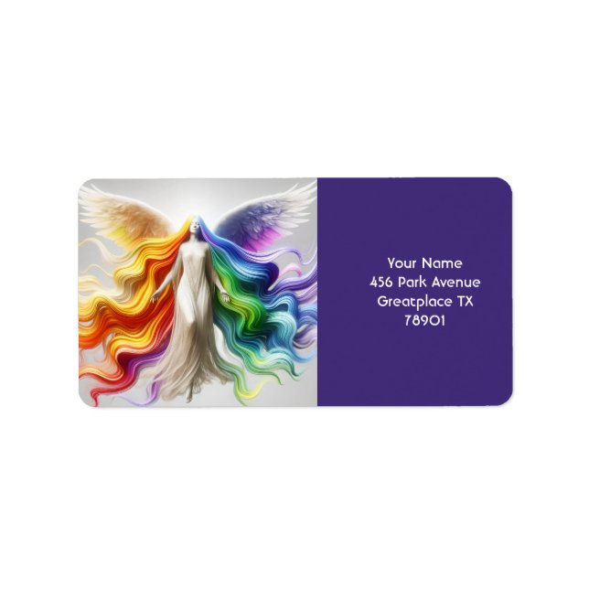 Fantasy Cute Pride Rainbow Angel Adressetikett (Framsidan)
