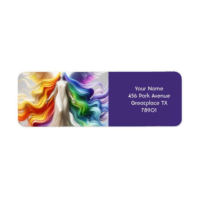 Fantasy Cute Pride Rainbow Angel Returadress Etikett (Framsidan)