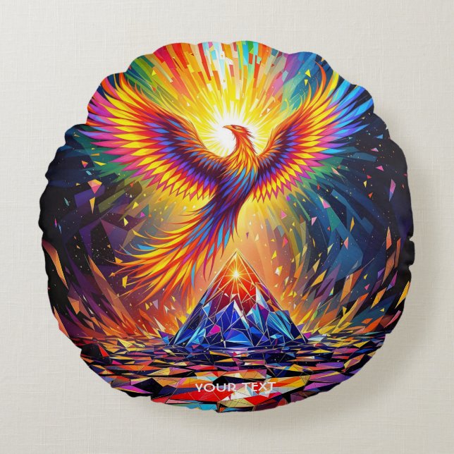 Fantasy Cute Prism Phoenix Stigning Rund Kudde (Framsidan)