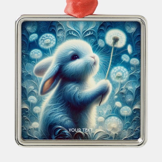 Fantasy Cute Rabbit Bunny Flower Julgransprydnad Metall (Framsidan)