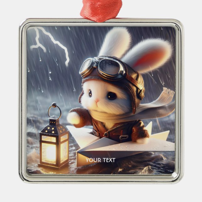 Fantasy Cute Rabbit Post Lantern Julgransprydnad Metall (Framsidan)