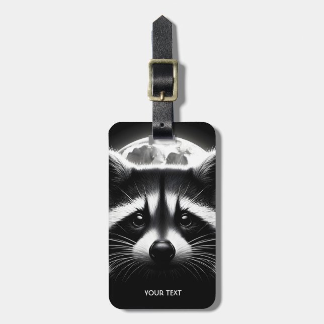 Fantasy Cute Racoon Ansikte Måne Bagagebricka (Vertikal Framsida)