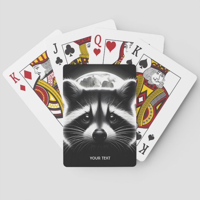 Fantasy Cute Racoon Ansikte Måne Casinokort (Baksidan)