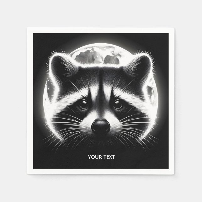 Fantasy Cute Racoon Ansikte Måne Pappersservett (Framsidan)