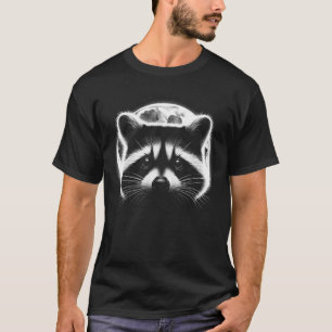 Fantasy Cute Racoon Ansikte Måne T Shirt