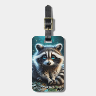 Fantasy Cute Racoon Night Stars Bagagebricka
