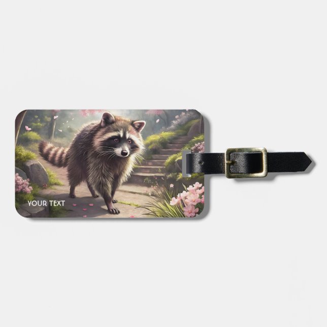 Fantasy Cute Racoon Sakura Garden Bagagebricka (Horisontell Framsida)