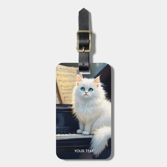 Fantasy Cute Ragdoll Cat on Piano Bagagebricka (Vertikal Framsida)