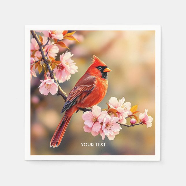 Fantasy Cute Red Bird Cherry Pappersservett (Framsidan)