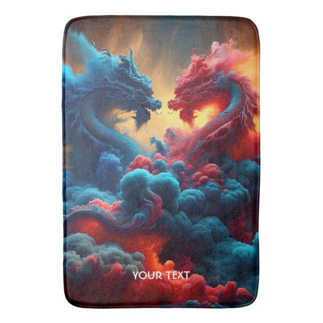Fantasy Cute Red Blue Dragons Badrumsmatta (Framsidan (Vertikal))
