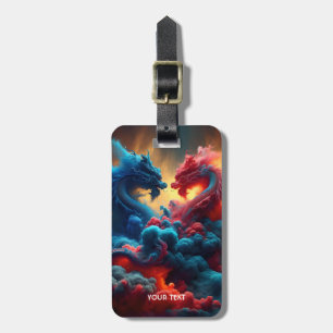 Fantasy Cute Red Blue Dragons Bagagebricka