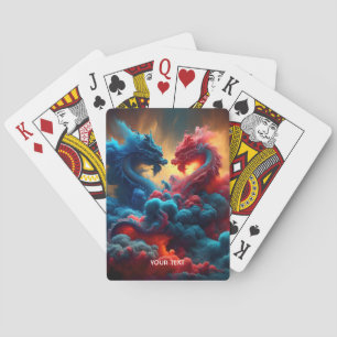 Fantasy Cute Red Blue Dragons Casinokort