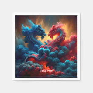 Fantasy Cute Red Blue Dragons Pappersservett