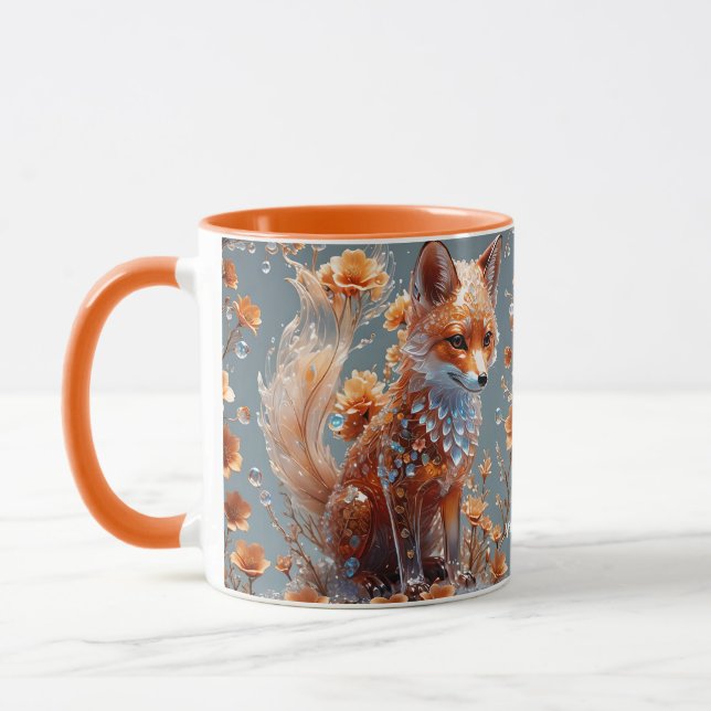 Fantasy Cute Red Glass Fox Mugg (Vänster)