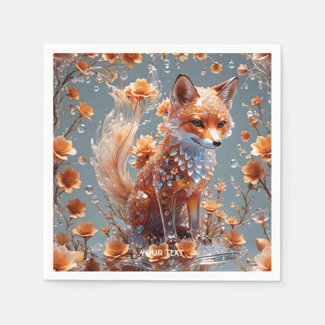 Fantasy Cute Red Glass Fox Pappersservett (Framsidan)