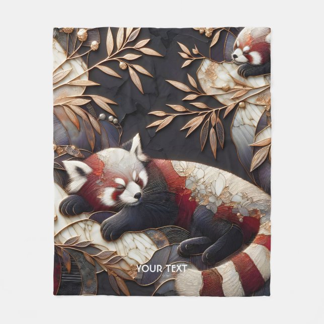 Fantasy Cute Red Panda Art Fleecefilt (Framsidan)