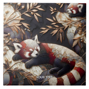 Fantasy Cute Red Panda Art Kakelplatta